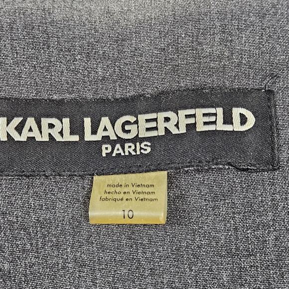 Karl Lagerfeld Paris Gray Two Texture Career Blazer Jacket Stretch Womens 10 - Picture 3 of 9